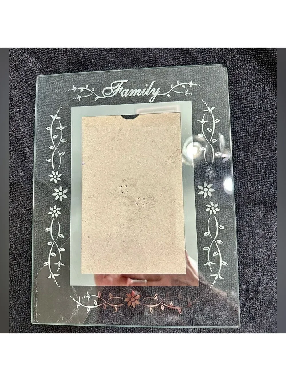Davco Silver Ltd Clear Glass Beviled edge frame with ‘Family’ in Script on top